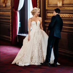 Pronovias “Runis” Wedding Dress & Custom Overskirt